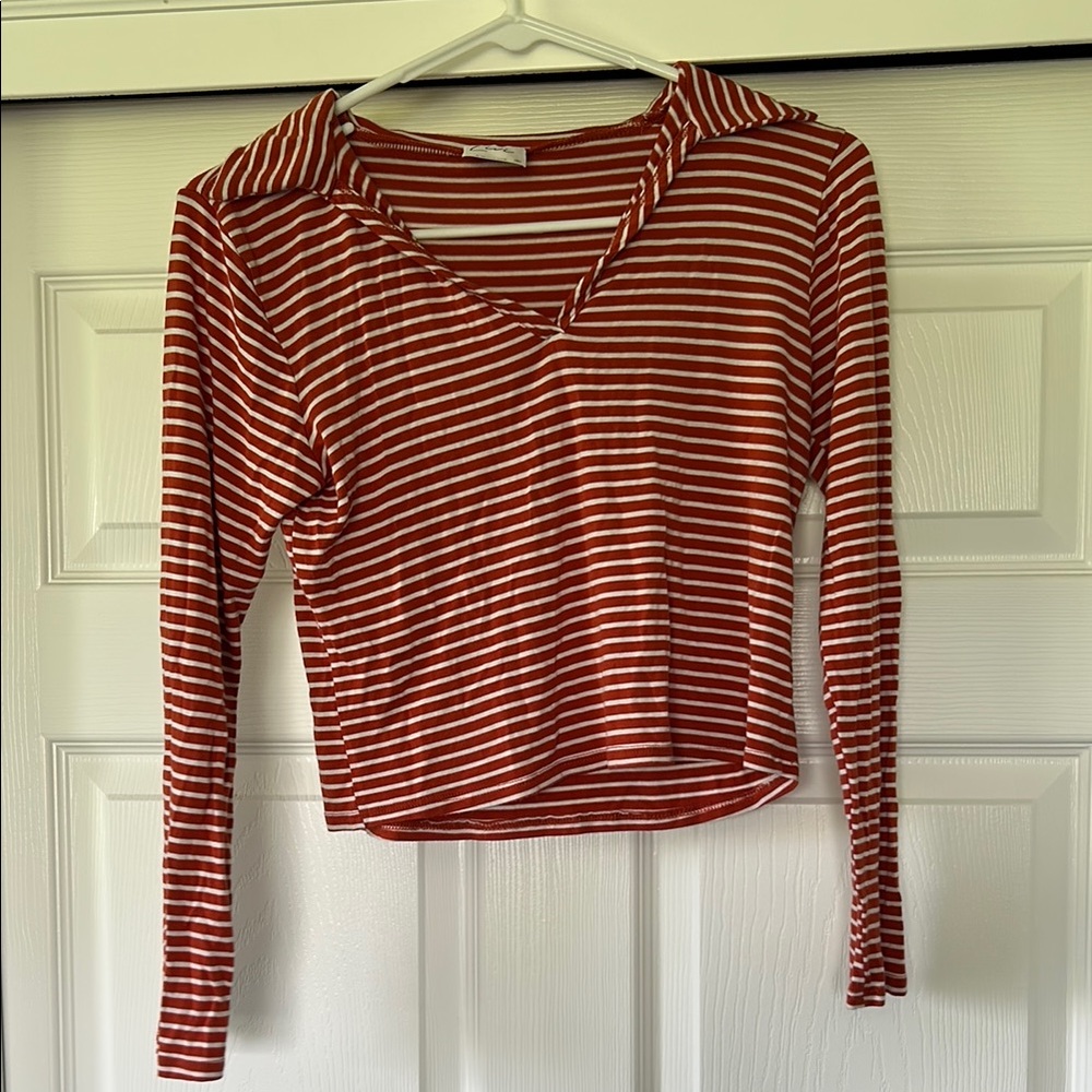 Olivia Rae White and Orange Cropped Hoodie